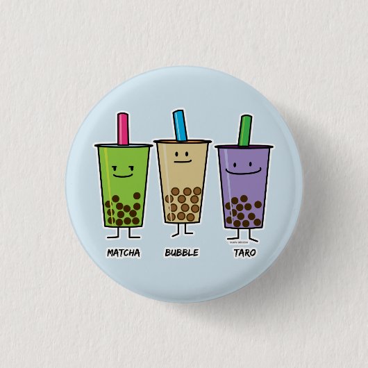 Matcha boba thee groene drink Taro tapioca Ronde Button 3,2 Cm (Voorkant)