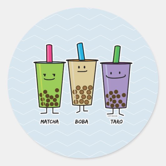 Matcha boba thee groene drink Taro tapioca Ronde Sticker (Voorkant)