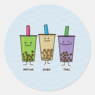 Matcha boba thee groene drink Taro tapioca Ronde Sticker