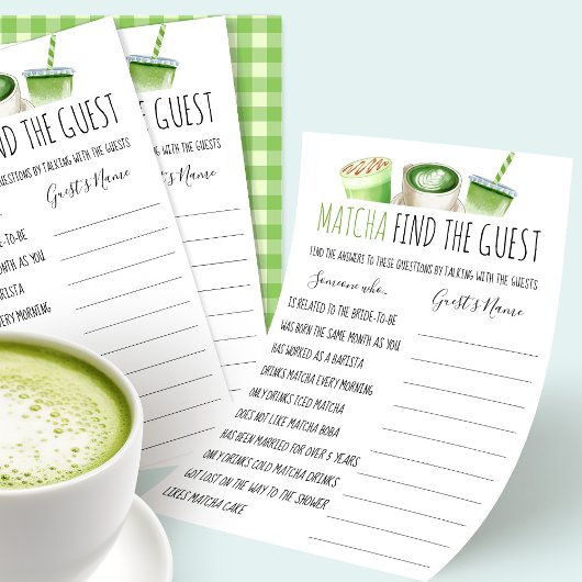 Matcha Bruidsfeest Spel Vind De Gast Kaart