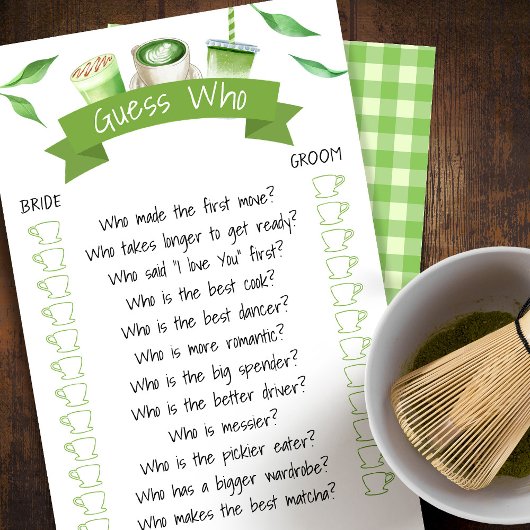 Matcha Bruidsfeest Spelkaart Flyer