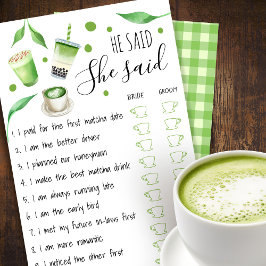Matcha Bruidsfeest Spelkaart Flyer