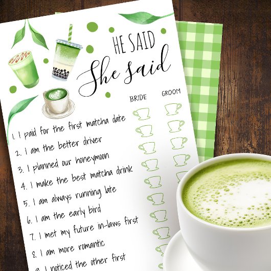Matcha Bruidsfeest Spelkaart Flyer