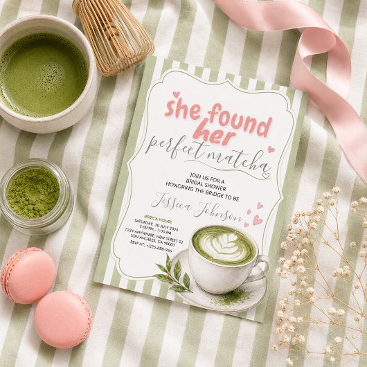 Matcha Bruidsfeest Uitnodiging Groene Thee