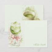 Matcha Bruidsfeest Watercolor Bedankkaart (Voorkant / Achterkant)
