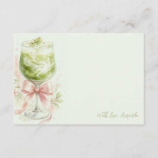 Matcha Bruidsfeest Watercolor Bedankkaart (Voorkant)