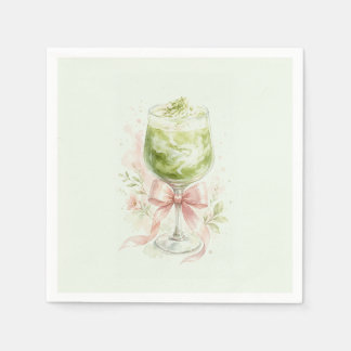 Matcha Bruidsfeest Waterverf Roze Strik Servet