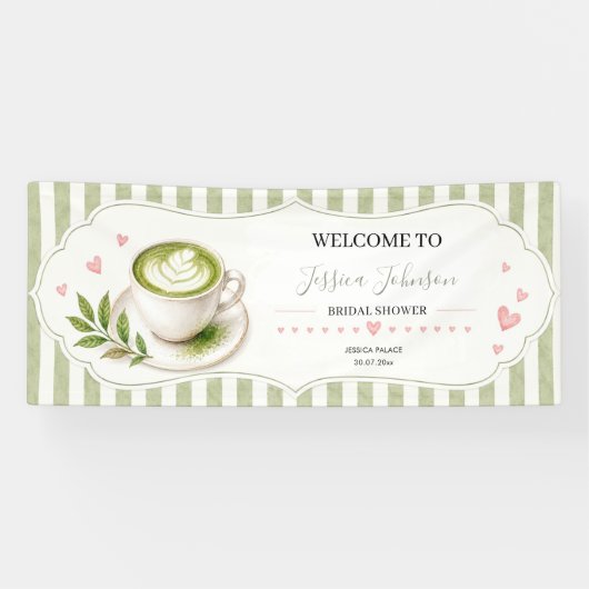 Matcha Bruiloftsfeest Banner Zij Voor Haar (Horizontaal)