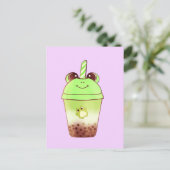 Matcha Bubble Tea Milk Tea Frog Briefkaart (Staand voorkant)