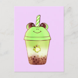 Matcha Bubble Tea Milk Tea Frog Briefkaart