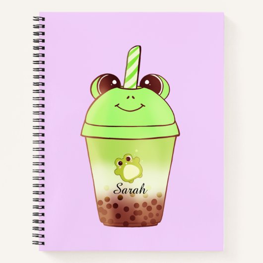 Matcha Bubble Tea Milk Tea Frog Notitieboek (Voorkant)