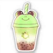 Matcha Bubble Tea Milk Tea Frog Sticker (Voorkant)