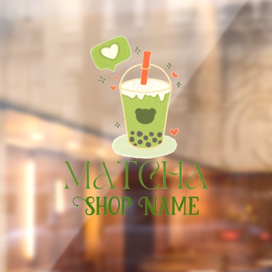 Matcha Bubble Tea Raamsticker (Vel 2)