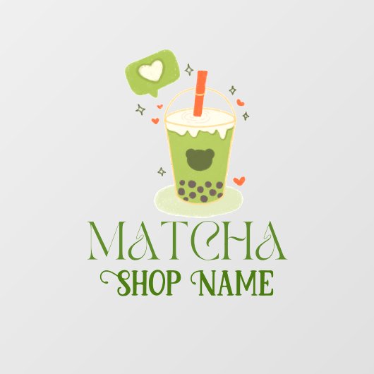 Matcha Bubble Tea Raamsticker (Vel)
