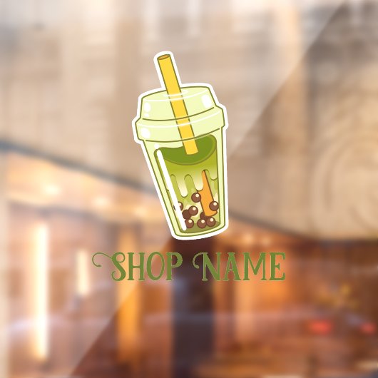 Matcha Bubble Tea Raamsticker (Vel 2)