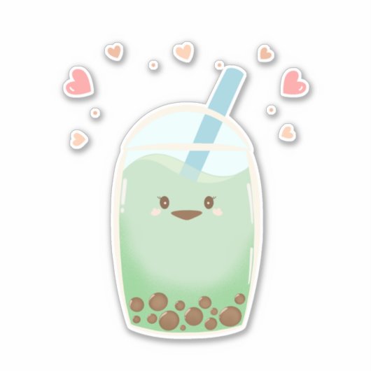 Matcha bubble tea sticker (Voorkant)