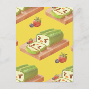 Matcha Cake Roll Illustratie Aankondigingskaart