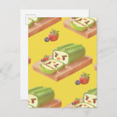 Matcha Cake Roll Illustratie Aankondigingskaart (Voorkant / Achterkant)