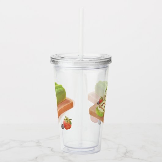 Matcha Cake Roll Illustratie Acryl Drinkbeker (Rechts)