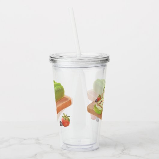 Matcha Cake Roll Illustratie Acryl Drinkbeker (Links)