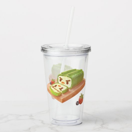 Matcha Cake Roll Illustratie Acryl Drinkbeker (Achterkant)