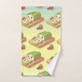 Matcha Cake Roll Illustratie Bad Handdoek (Handdoek)