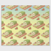 Matcha Cake Roll Illustratie Cadeaupapier (Vlak)