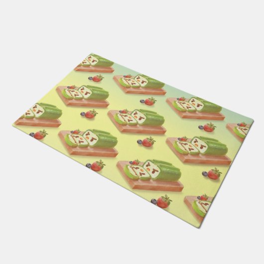 Matcha Cake Roll Illustratie Deurmat (Schuin)