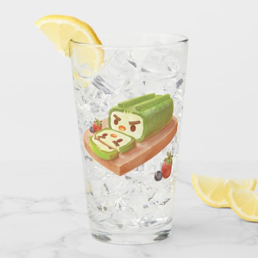 Matcha Cake Roll Illustratie Glas (Voorkant ijs)