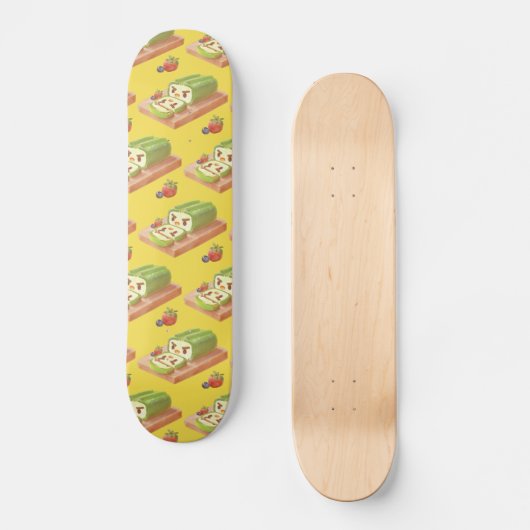 Matcha Cake Roll Illustratie Persoonlijk Skateboard (Voorkant)