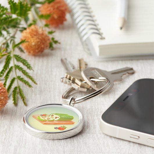 Matcha Cake Roll Illustratie Sleutelhanger (Zijkant)