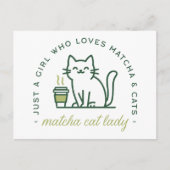 Matcha cat lover funny just a girl kawaii green briefkaart (Voorkant)