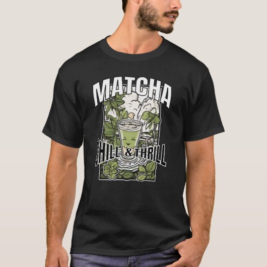 Matcha - Chill and Thrill - Smiling Matcha Glas T-shirt (Voorkant)