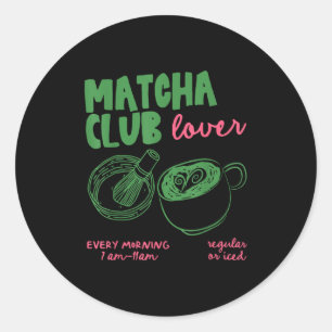 Matcha Club Gewone of Ijs Groene Thee Matcha Latte Ronde Sticker