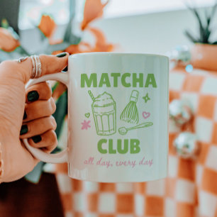 Matcha Club Groen & Roze Doodles Zomer Koffiemok