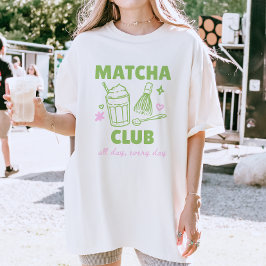 Matcha Club Groen & Roze Doodles Zomer T-shirt