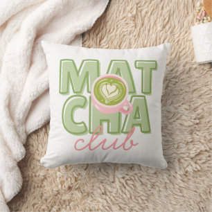 Matcha Club Groen & Roze Esthetische Cute Back Pri Kussen