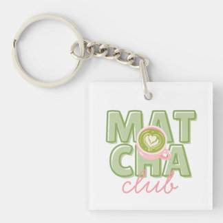 Matcha Club Groen & Roze Esthetische Cute Back Pri Sleutelhanger