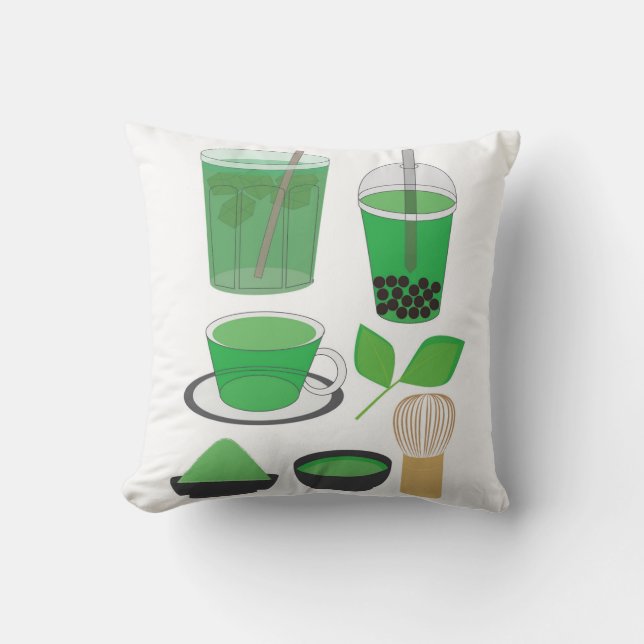 Matcha Drinken Set Kussen (Voorkant)