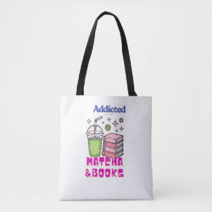 Matcha en boeken ontwerpen tote bag