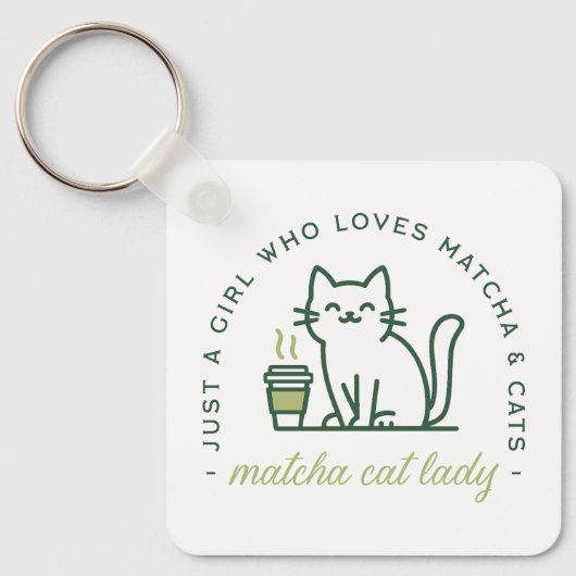 Matcha en kattenliefhebber grappig gewoon een meis sleutelhanger (Voorkant)