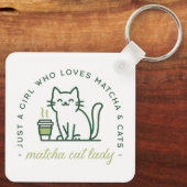 Matcha en kattenliefhebber grappig gewoon een meis sleutelhanger (Achterkant)