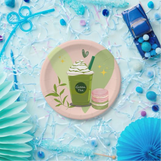 Matcha en Macarons Papieren Bordje (Feest)