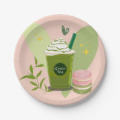 Matcha en Macarons Papieren Bordje (Voorkant)