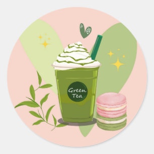 Matcha en Macarons Ronde Sticker