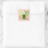 Matcha en Macarons Vierkante Sticker (Tas)