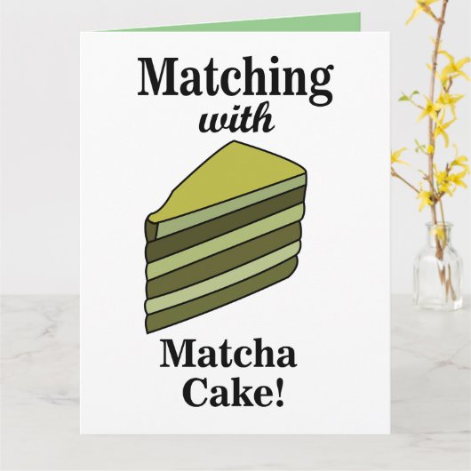 Matcha Green Cake Eten Grappig Kaart (Gele Bloem)