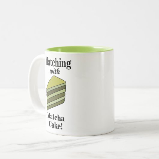 Matcha Green Cake Grappig Tweekleurige Koffiemok (Voorkant links)
