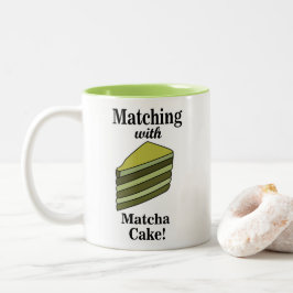 Matcha Green Cake Grappig Tweekleurige Koffiemok