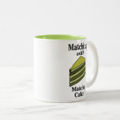 Matcha Green Cake Grappig Tweekleurige Koffiemok (Voorkant rechts)